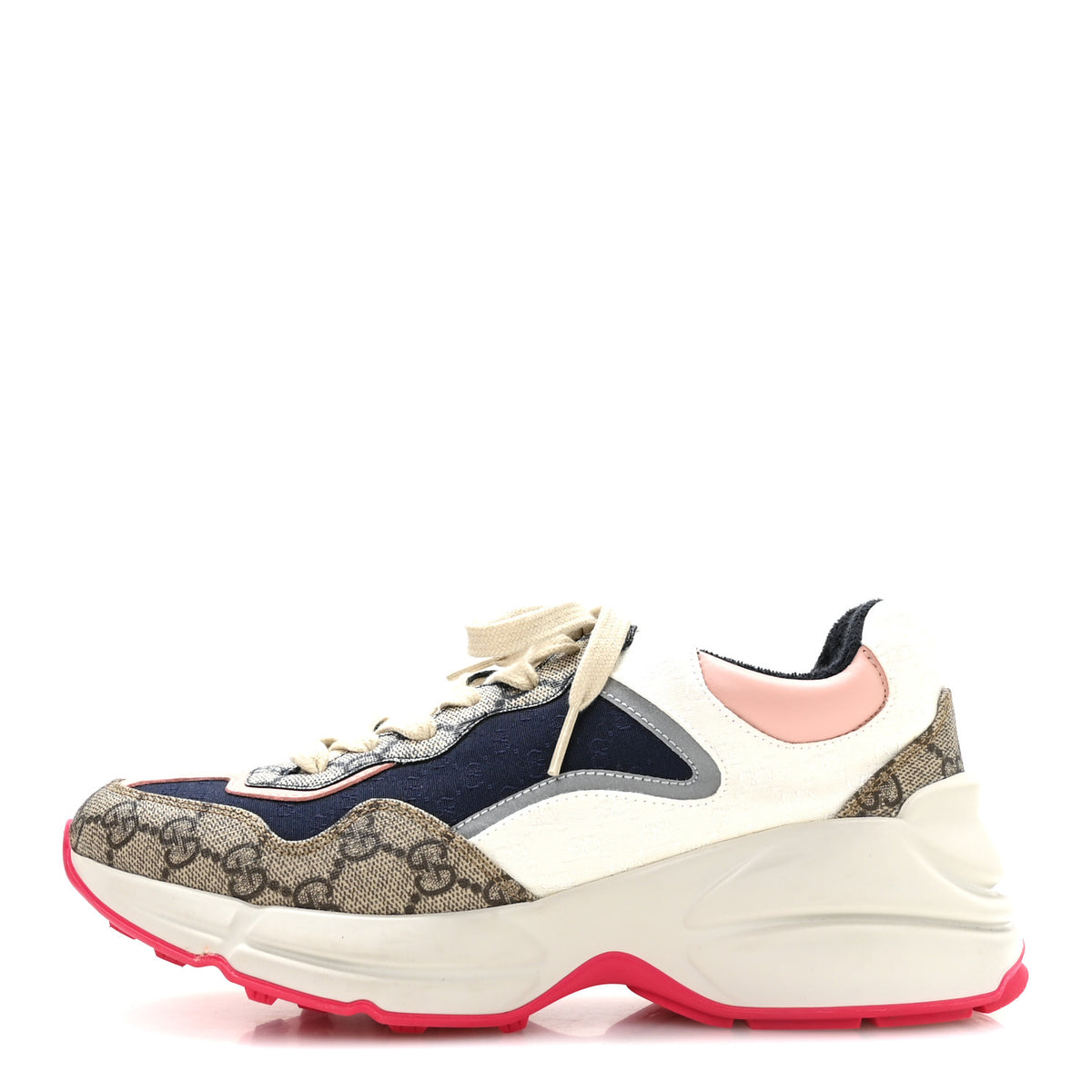 GG Supreme Monogram Mix Monogram Womens Rhyton Sneakers 38 London Blue Beige Pale Pink