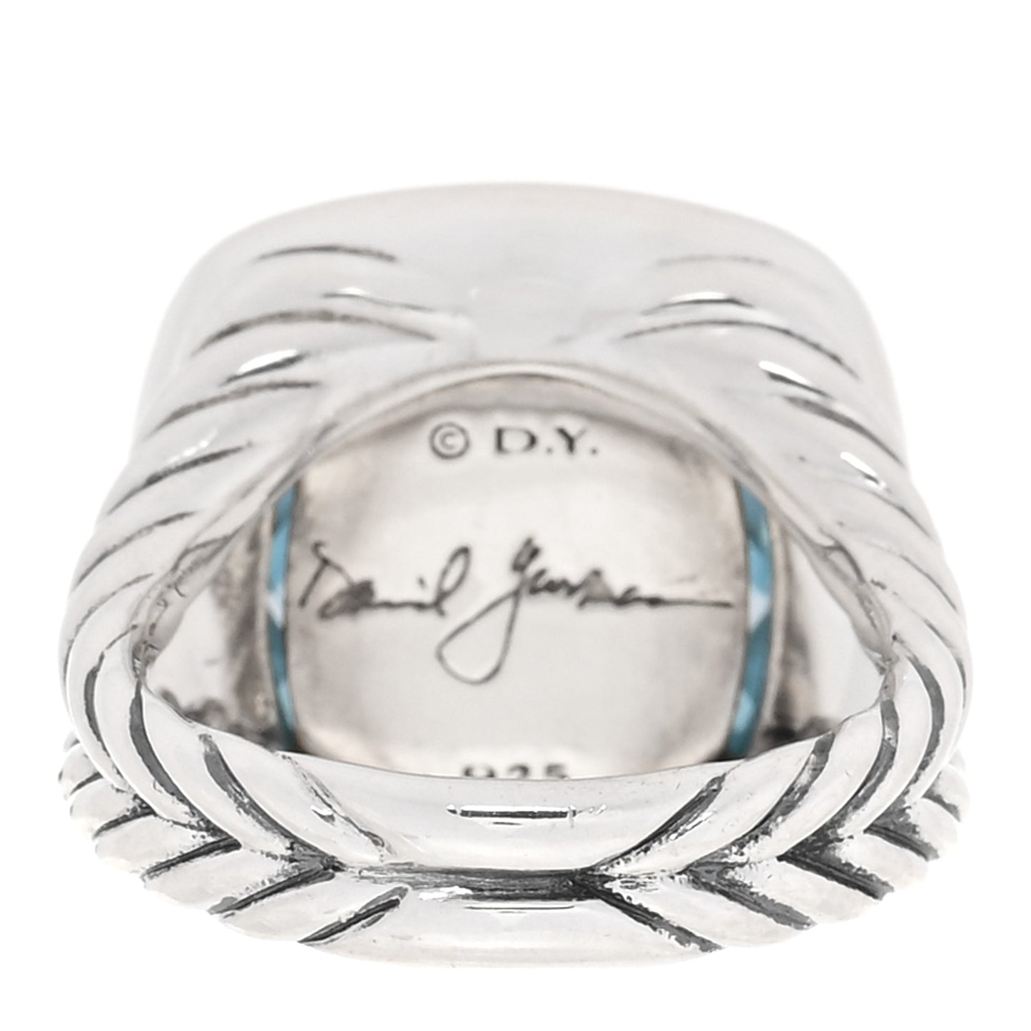 Sterling Silver Diamond Blue Topaz 14mm Albion Ring 52 6