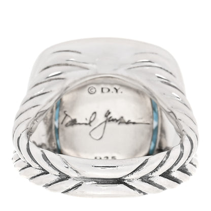 David Yurman Sterling Silver Diamond Blue Topaz 14mm Albion Ring 52 6 3 of 4