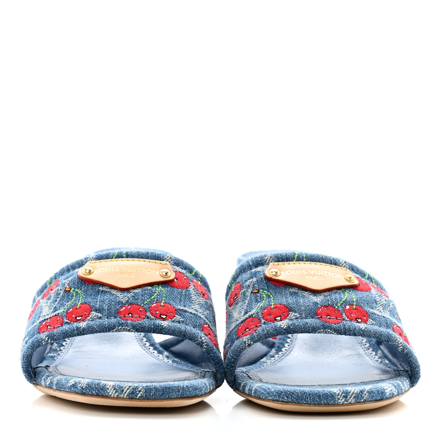 LV X TM Monogram Denim Cerises Lily Mules 37 Blue