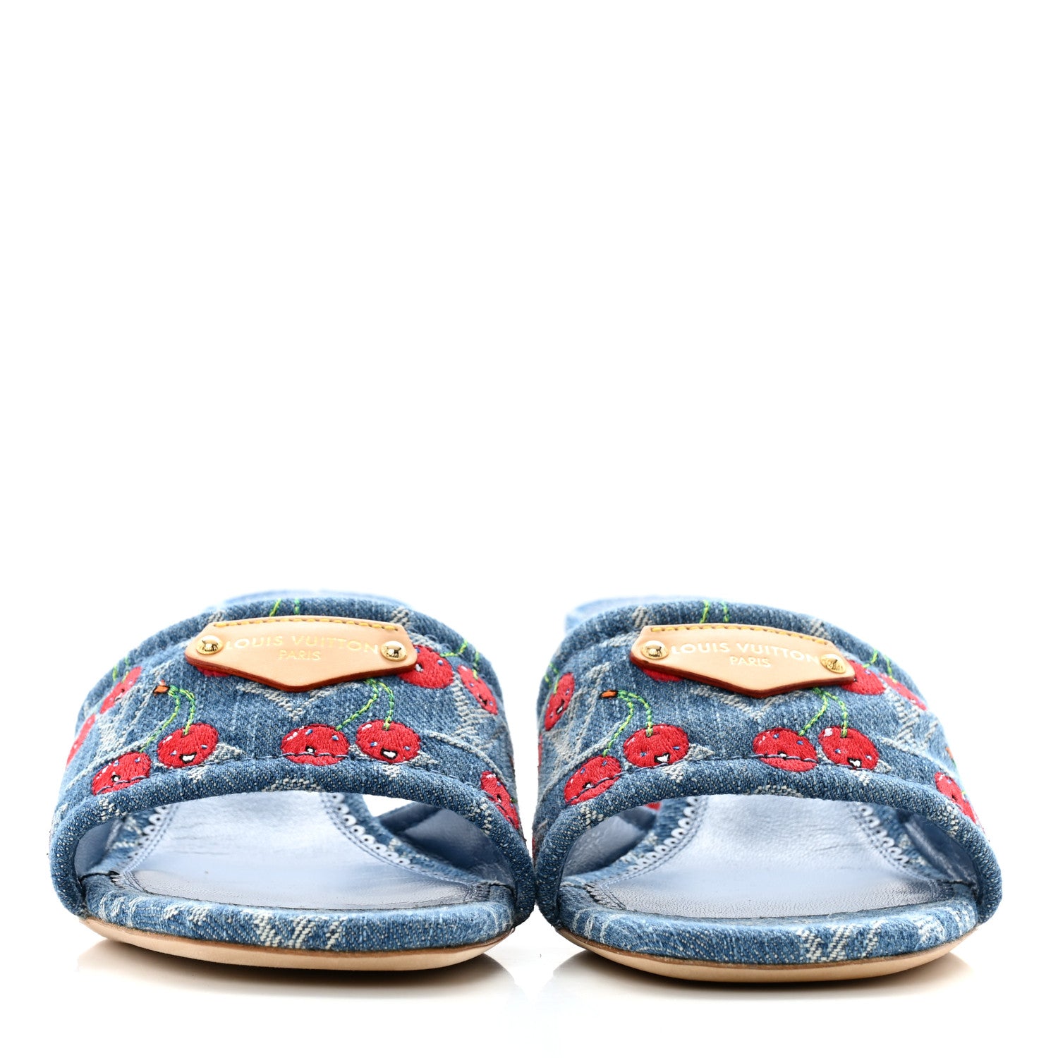 Louis Vuitton LV X TM Monogram Denim Cerises Lily Mules 37 Blue 2 of 10