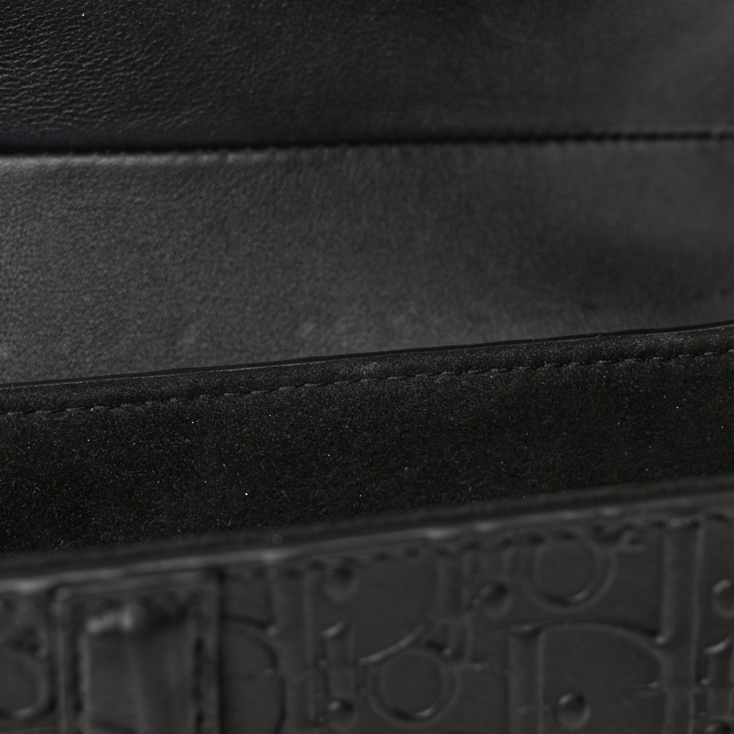 Calfskin Embossed Oblique Saddle Bag Black