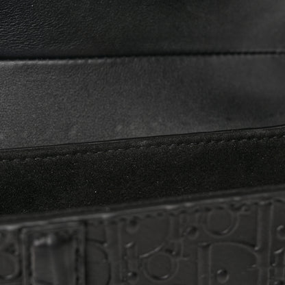 Christian Dior Calfskin Embossed Oblique Saddle Bag Black 12 of 16