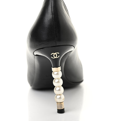 Chanel Patent Lambskin Cap Toe Pearl Pumps 39.5 Black 10 of 14