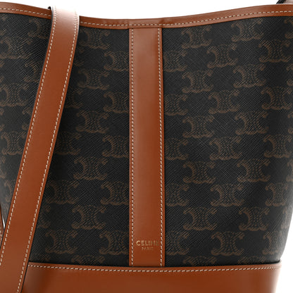 Celine Triomphe Canvas Calfskin Small Bucket Bag Tan 8 of 10