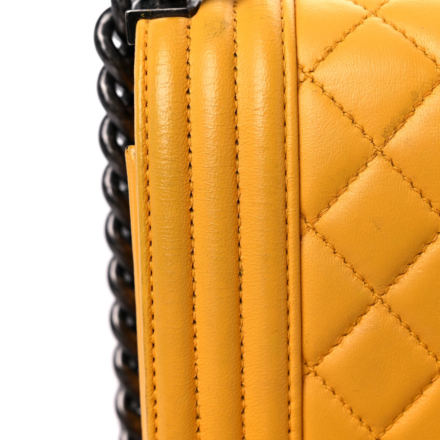 Lambskin Quilted Medium Boy Flap Yellow