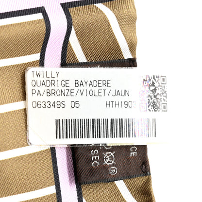 Hermes Silk Quadrige Bayadere Twilly Bronze Violet Jaune 4 of 4