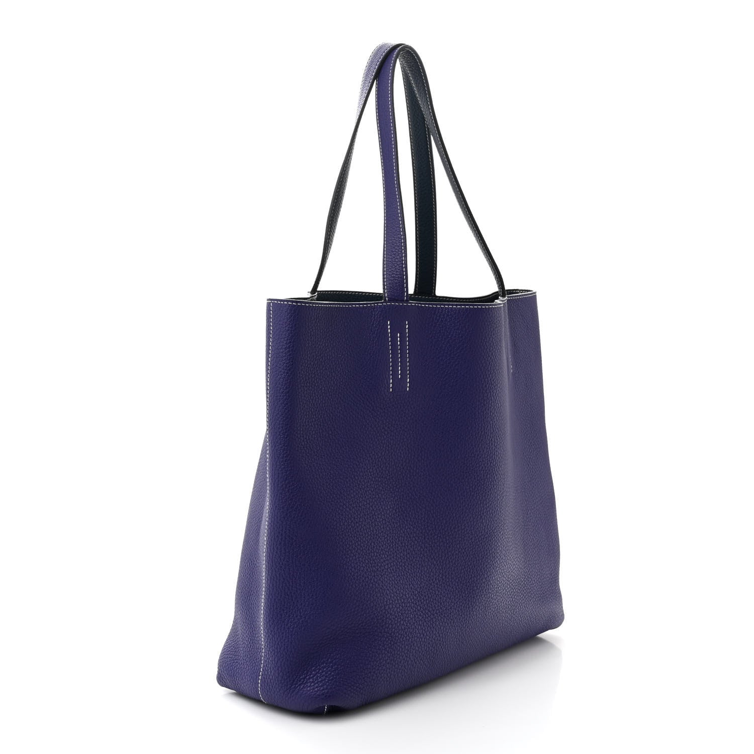 Hermes Taurillon Clemence Double Sens 36 Reversible Tote Iris Bleu De Malte 5 of 17