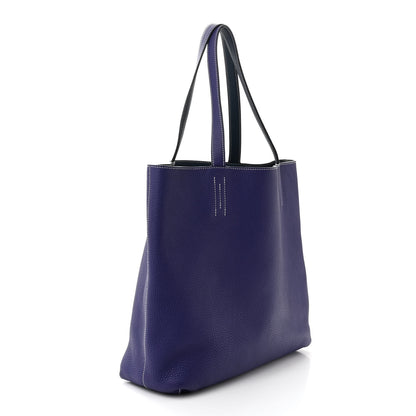 Hermes Taurillon Clemence Double Sens 36 Reversible Tote Iris Bleu De Malte 5 of 17