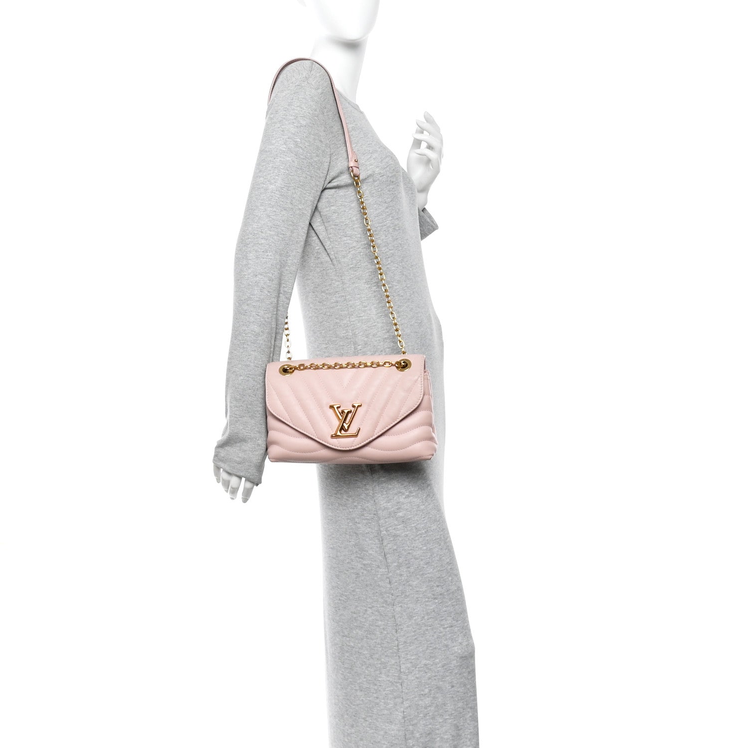 Louis Vuitton Calfskin New Wave Chain MM NM Rose Ballerine 2 of 18