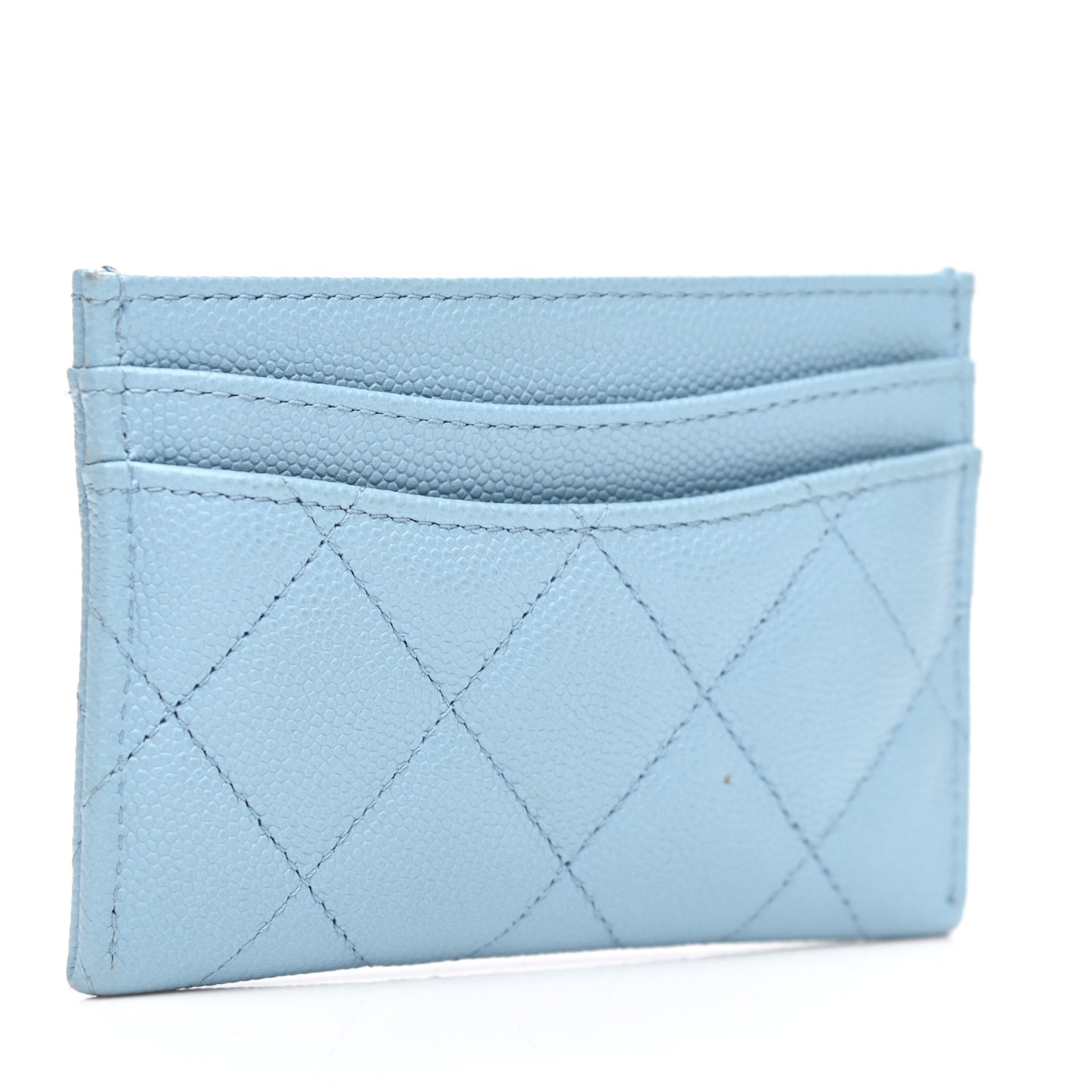 Caviar Quilted Card Holder Light Blue
