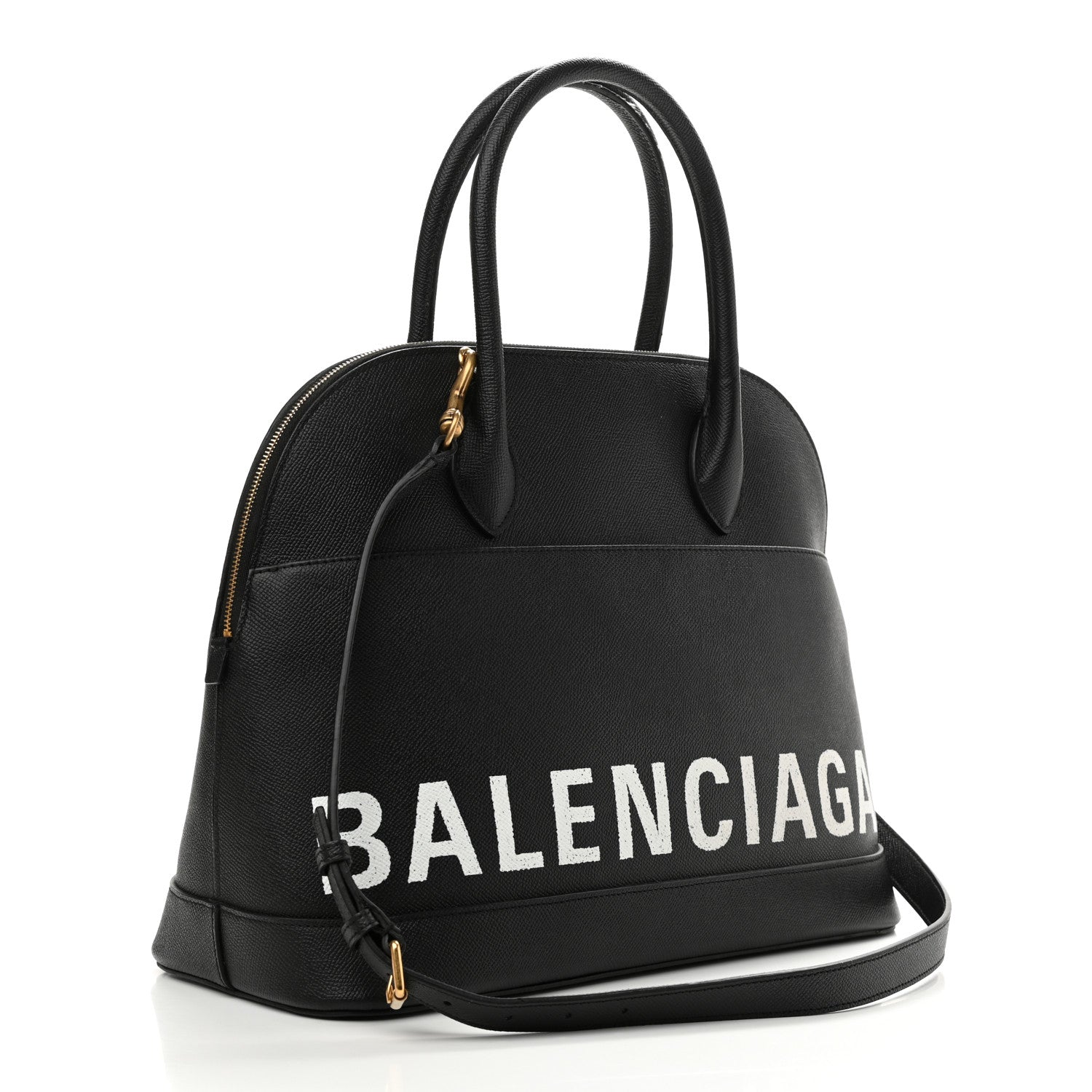 Balenciaga Signature Grained Calfskin Logo M Ville Top Handle Bag Black 3 of 14