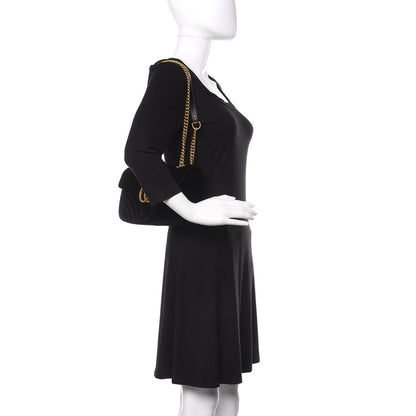 Gucci Velvet Matelasse Small GG Marmont Shoulder Bag Black 3 of 10