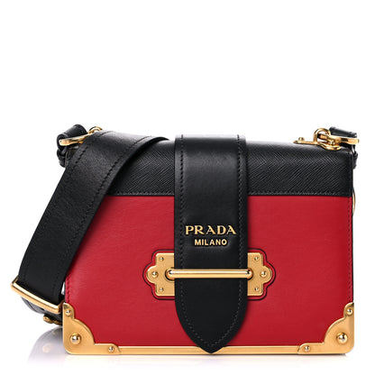 Prada City Calfskin Saffiano Cahier Bag Fuoco Black 1 of 17