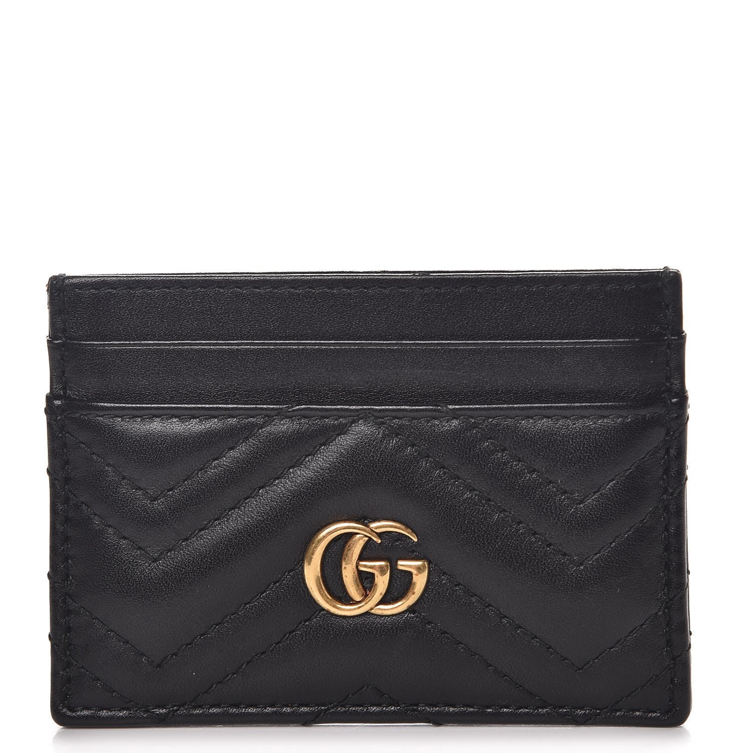 Gucci Calfskin Matelasse GG Marmont Card Holder Black 1 of 8