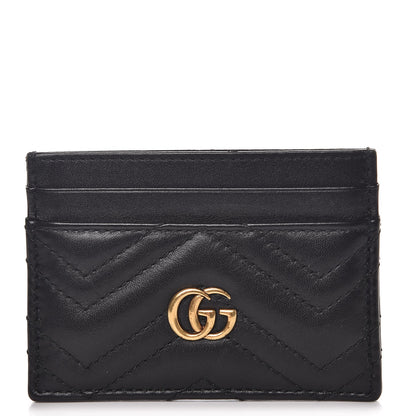 Gucci Calfskin Matelasse GG Marmont Card Holder Black 1 of 8