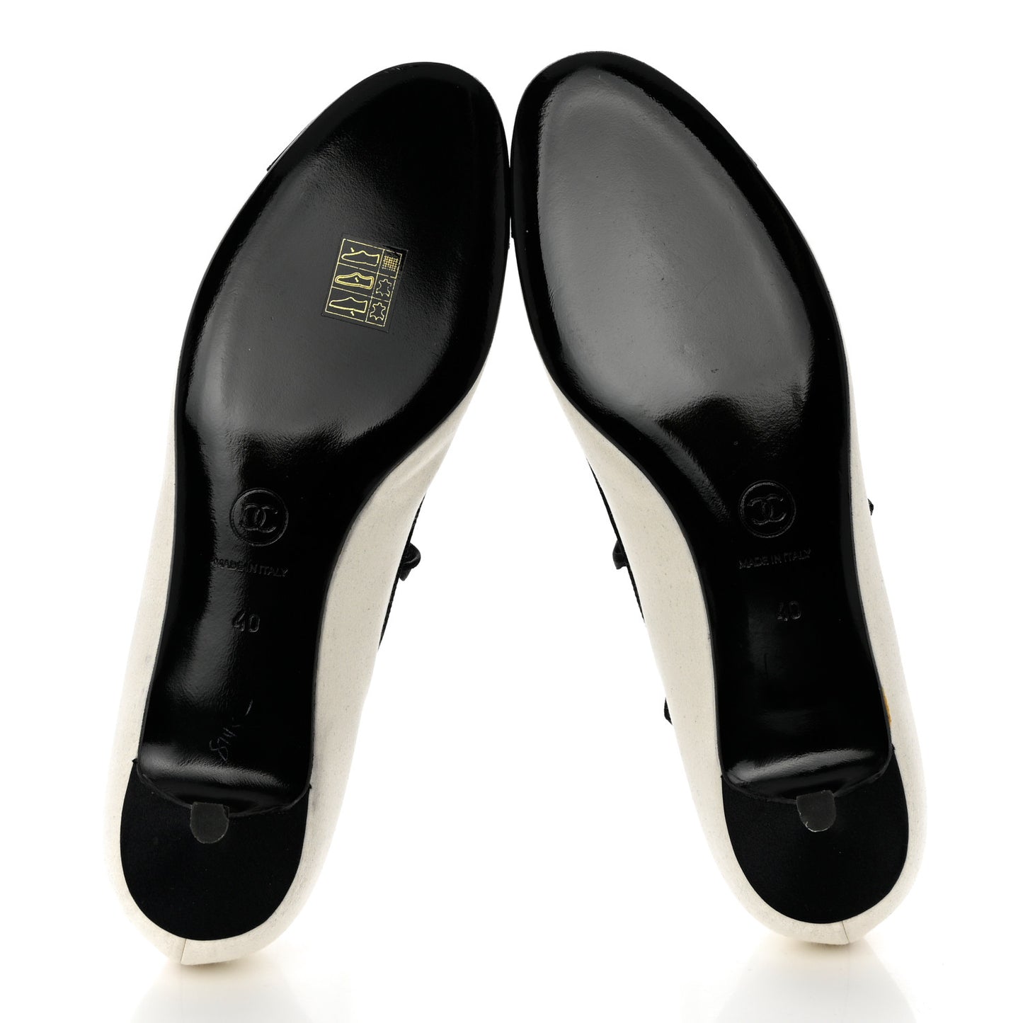Fabric Cap Toe CC Ballerina Ankle Wrap Pumps 40 White Black