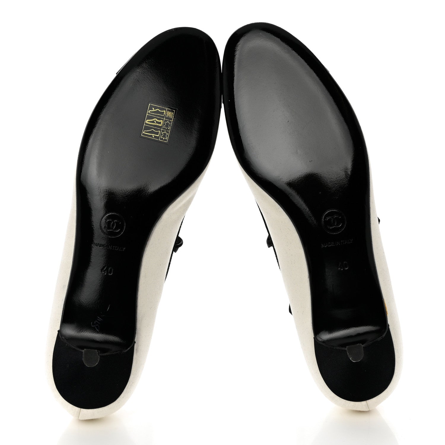 Chanel Fabric Cap Toe CC Ballerina Ankle Wrap Pumps 40 White Black 5 of 7