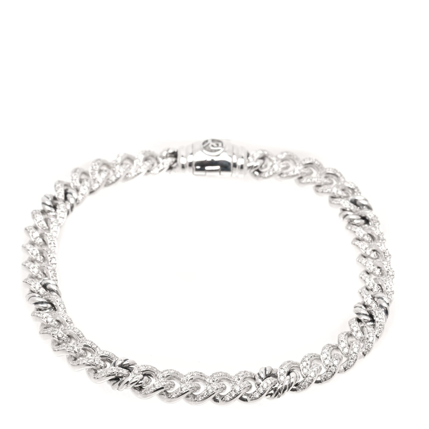 Sterling Silver Diamond Petite Pave Curb Link Bracelet