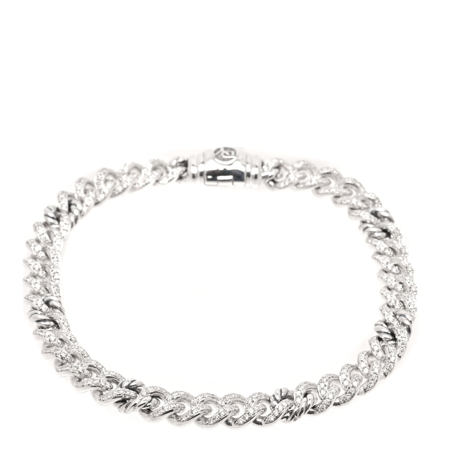 David Yurman Sterling Silver Diamond Petite Pave Curb Link Bracelet 1 of 4