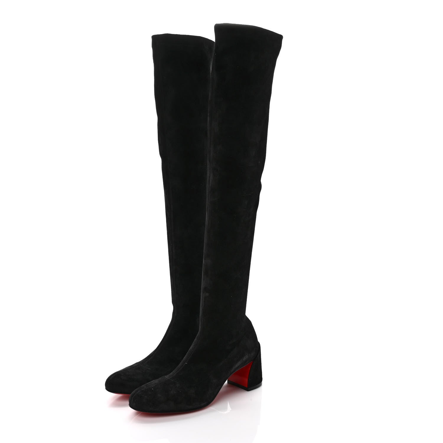 Christian Louboutin Veau Velours Stretch Turelaboot Alta 55 Over The Knee Boots 37 Black 3 of 6
