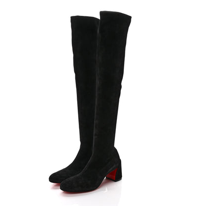 Christian Louboutin Veau Velours Stretch Turelaboot Alta 55 Over The Knee Boots 37 Black 3 of 6