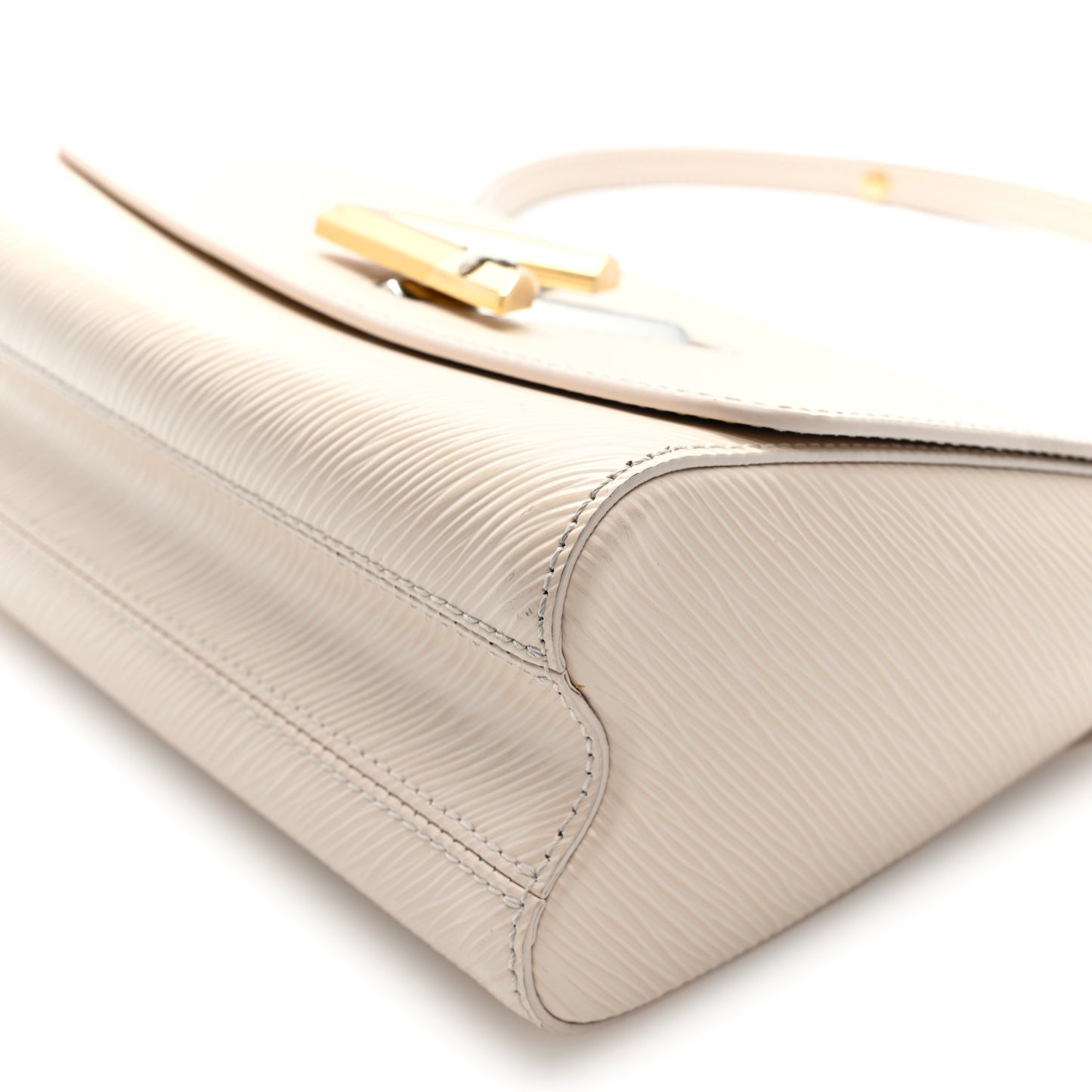 Epi Twist Monogram Flower Chain Shoulder Bag MM Quartz White