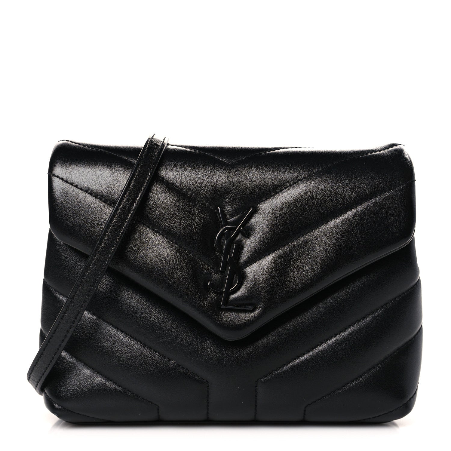 Saint Laurent Calfskin Y Quilted Monogram Monochrome Toy Loulou Crossbody Bag Black 1 of 10