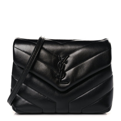 Saint Laurent Calfskin Y Quilted Monogram Monochrome Toy Loulou Crossbody Bag Black 1 of 10