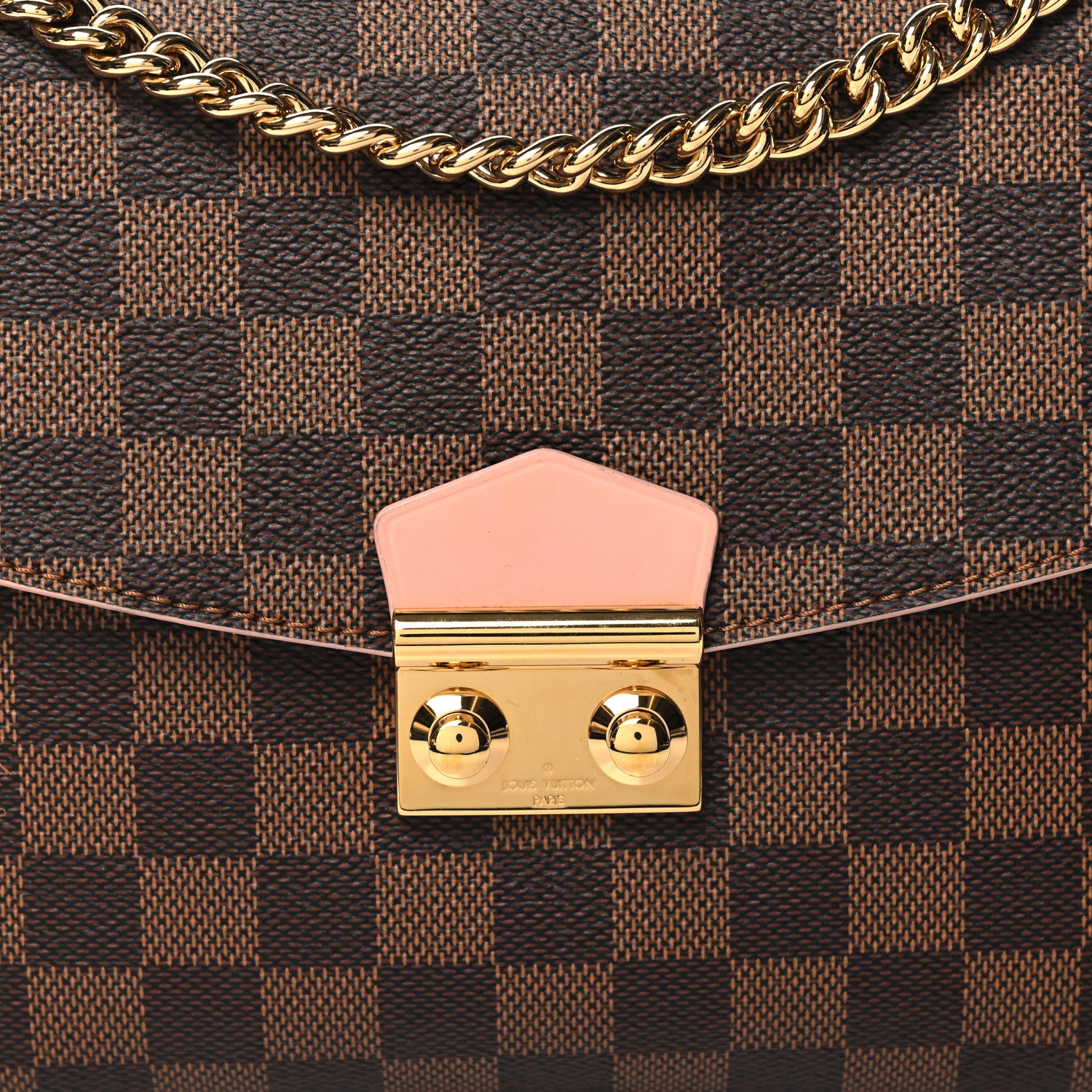Louis Vuitton Damier Ebene Caissa Clutch Rose Ballerine 7 of 9