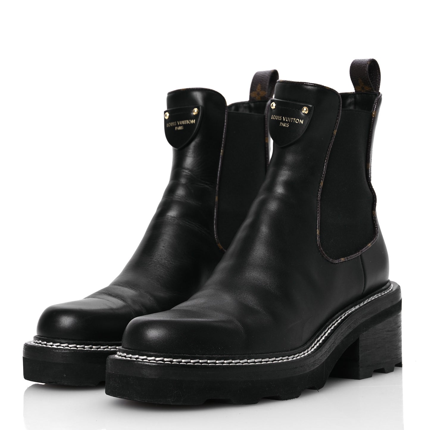 Calfskin Monogram Beaubourg Ankle Boots 38 Black