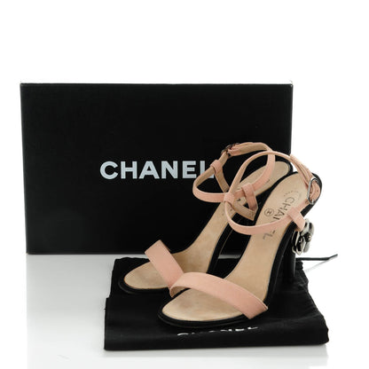 Chanel Canvas Camellia Sandals 37.5 Light Pink Black 8 of 8