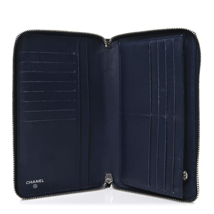 Chanel Caviar Quilted Large Zip Around Organizer Wallet Navy 5 of 8