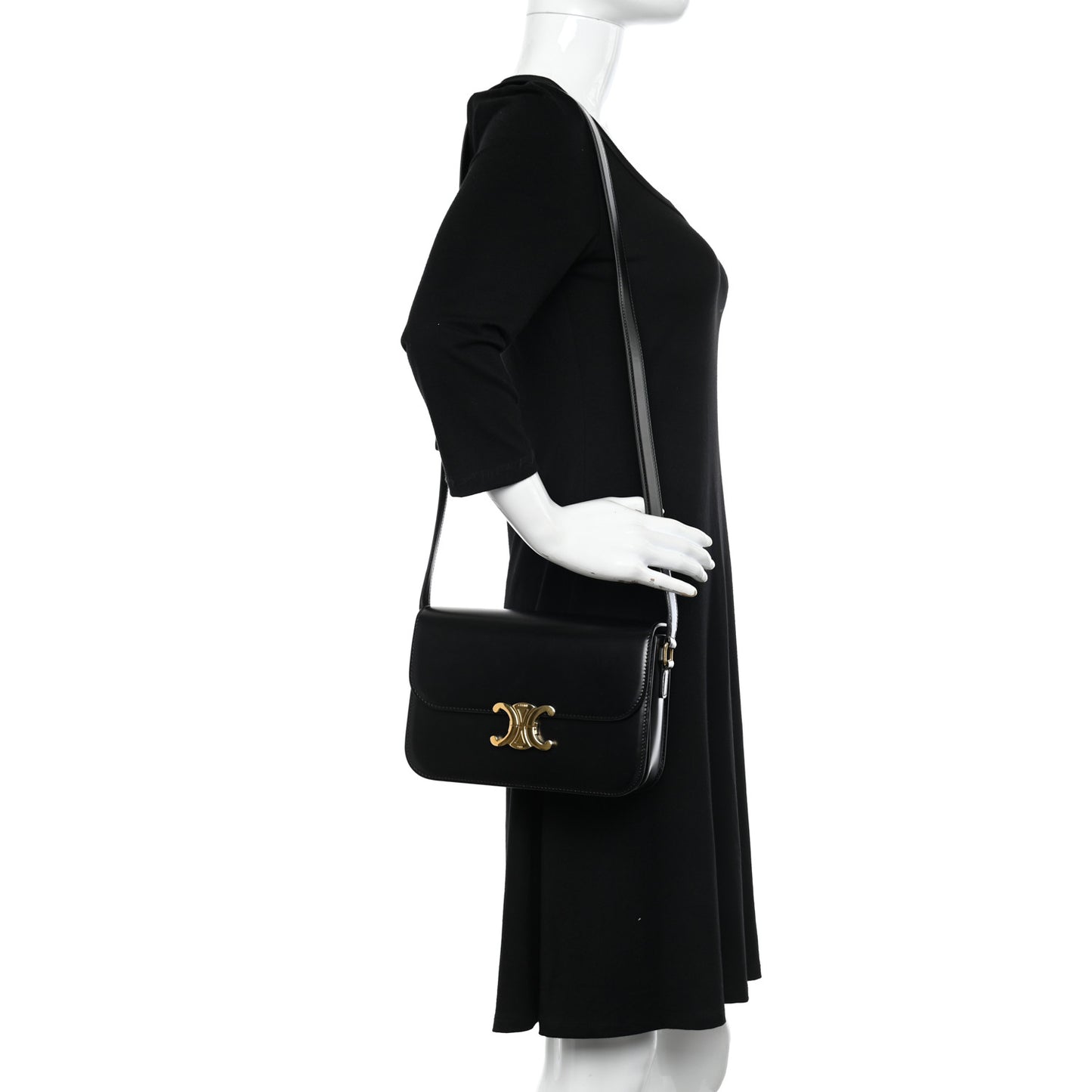 Shiny Calfskin Medium Triomphe Black