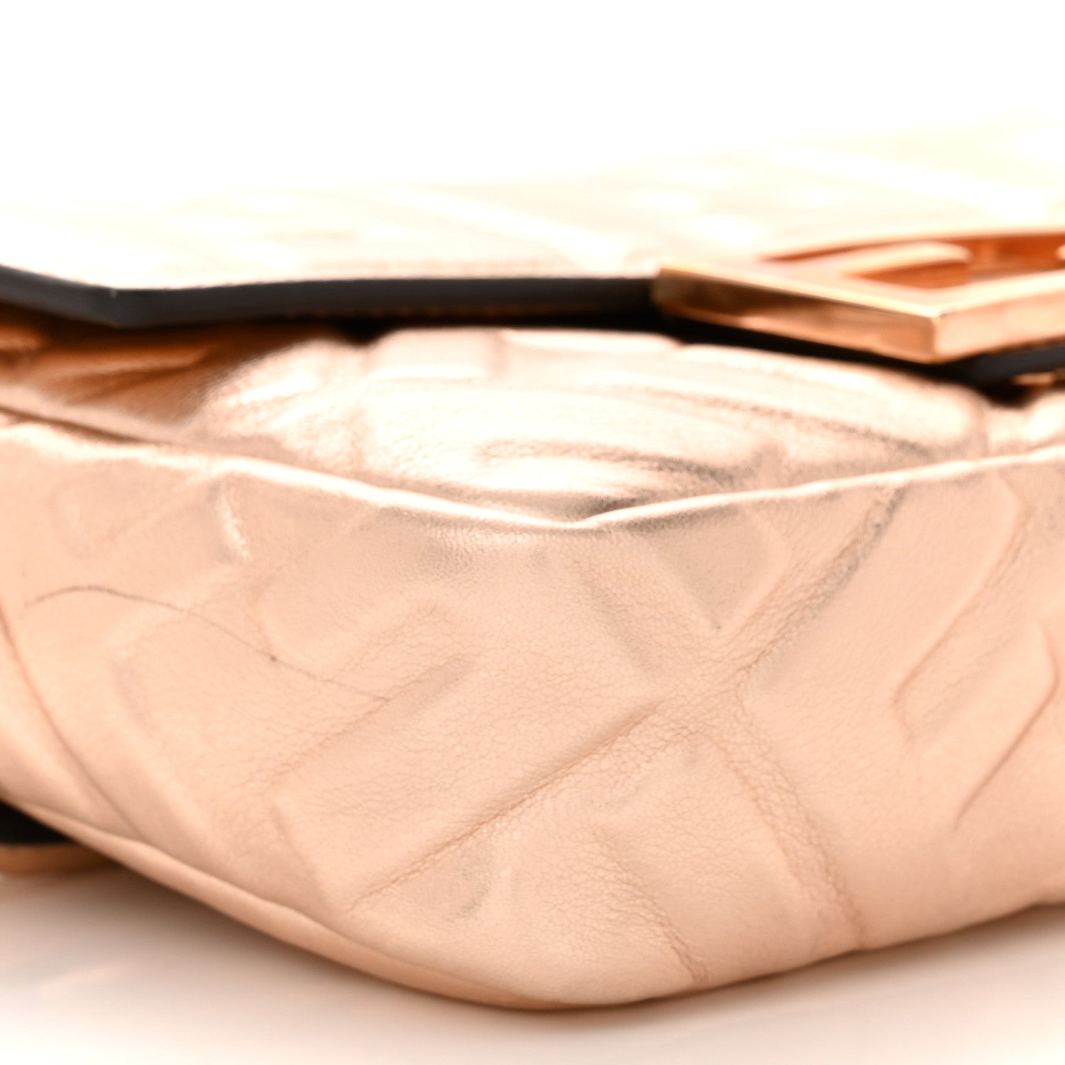 Fendi Vitello Laminato FF 1974 Embossed Mini Baguette Rame 9 of 11