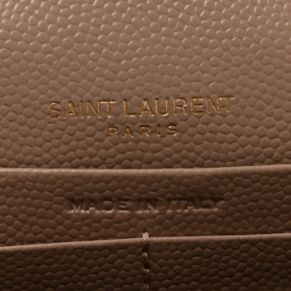Saint Laurent Grain De Poudre Matelasse Chevron Monogram Chain Wallet Dark Beige 7 of 14