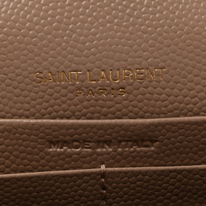 Saint Laurent Grain De Poudre Matelasse Chevron Monogram Chain Wallet Dark Beige 7 of 14