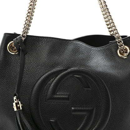 Gucci Pebbled Calfskin Medium Soho Chain Shoulder Bag Black 8 of 13