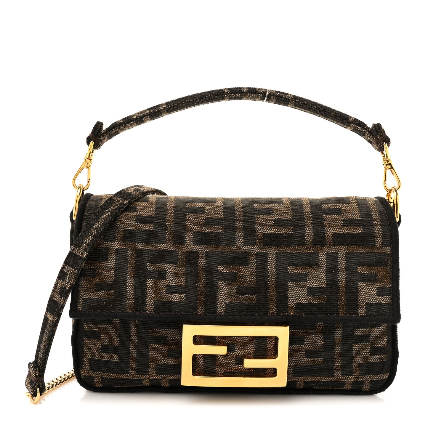 Fabric Jacquard FF 1974 Mini Baguette Tobacco Moro Black