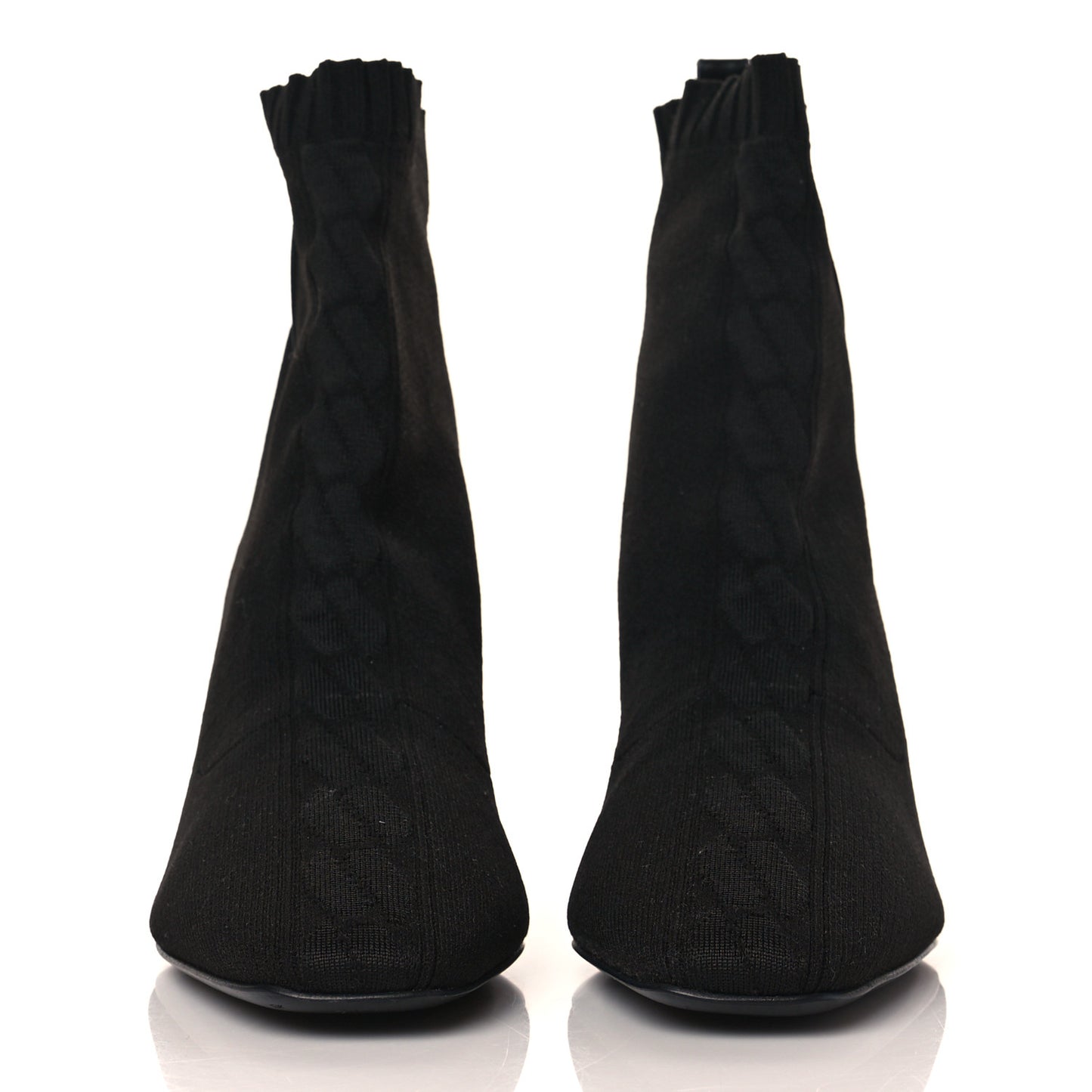Knit Calfskin Volver Ankle Boots 40 Black
