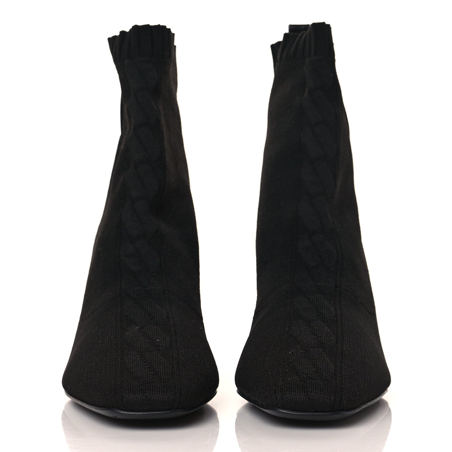 Hermes Knit Calfskin Volver Ankle Boots 40 Black 2 of 8