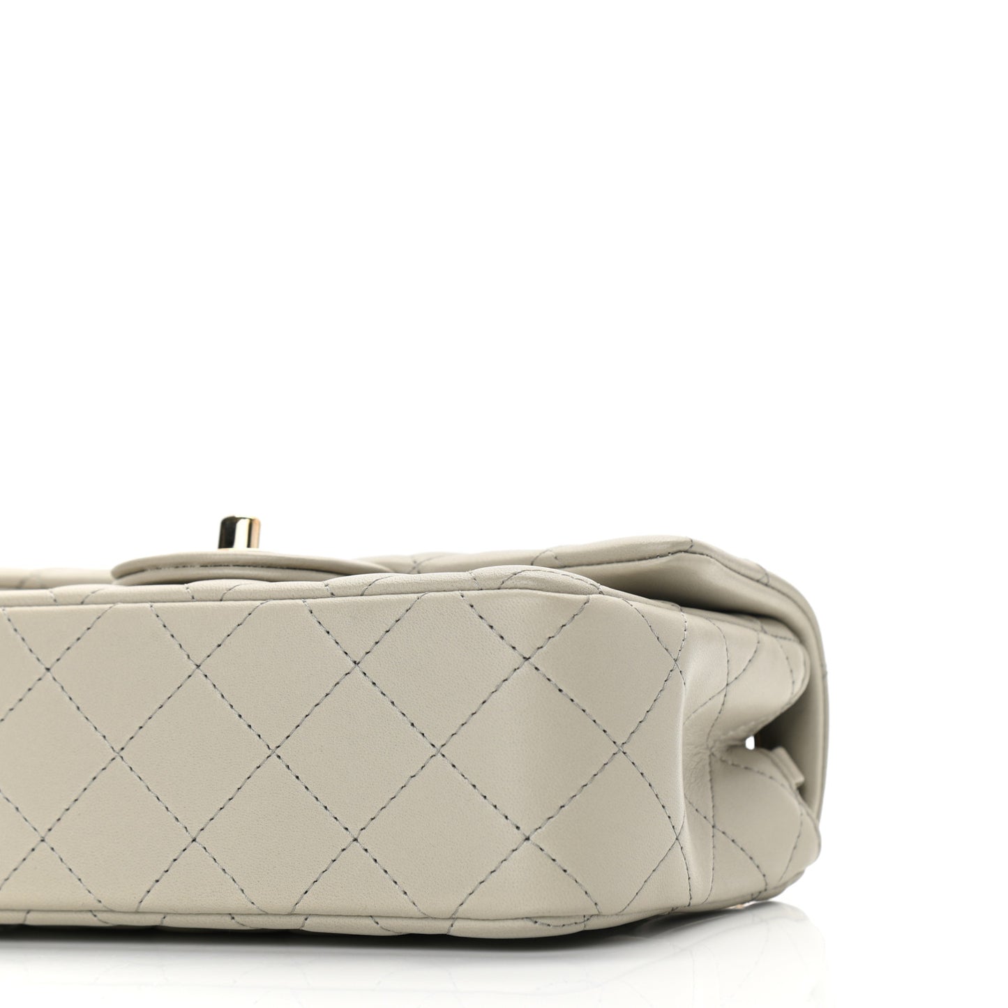 Lambskin Quilted Mini Rectangular Flap Grey