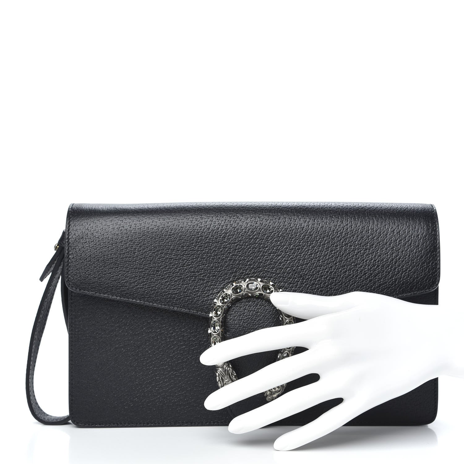 Gucci Dollar Calfskin Crystal Dionysus Clutch Wristlet Black Black Diamond 2 of 10