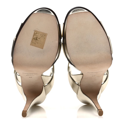 Saint Laurent Metallic Nappa Tribute 105 Platform Sandals 37 Platino 7 of 11