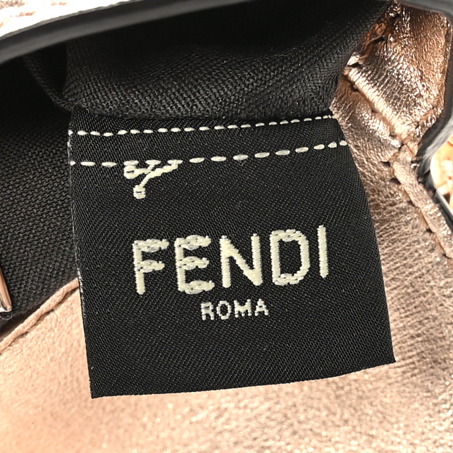 Fendi Vitello Laminato FF 1974 Embossed Mini Baguette Rame 6 of 8