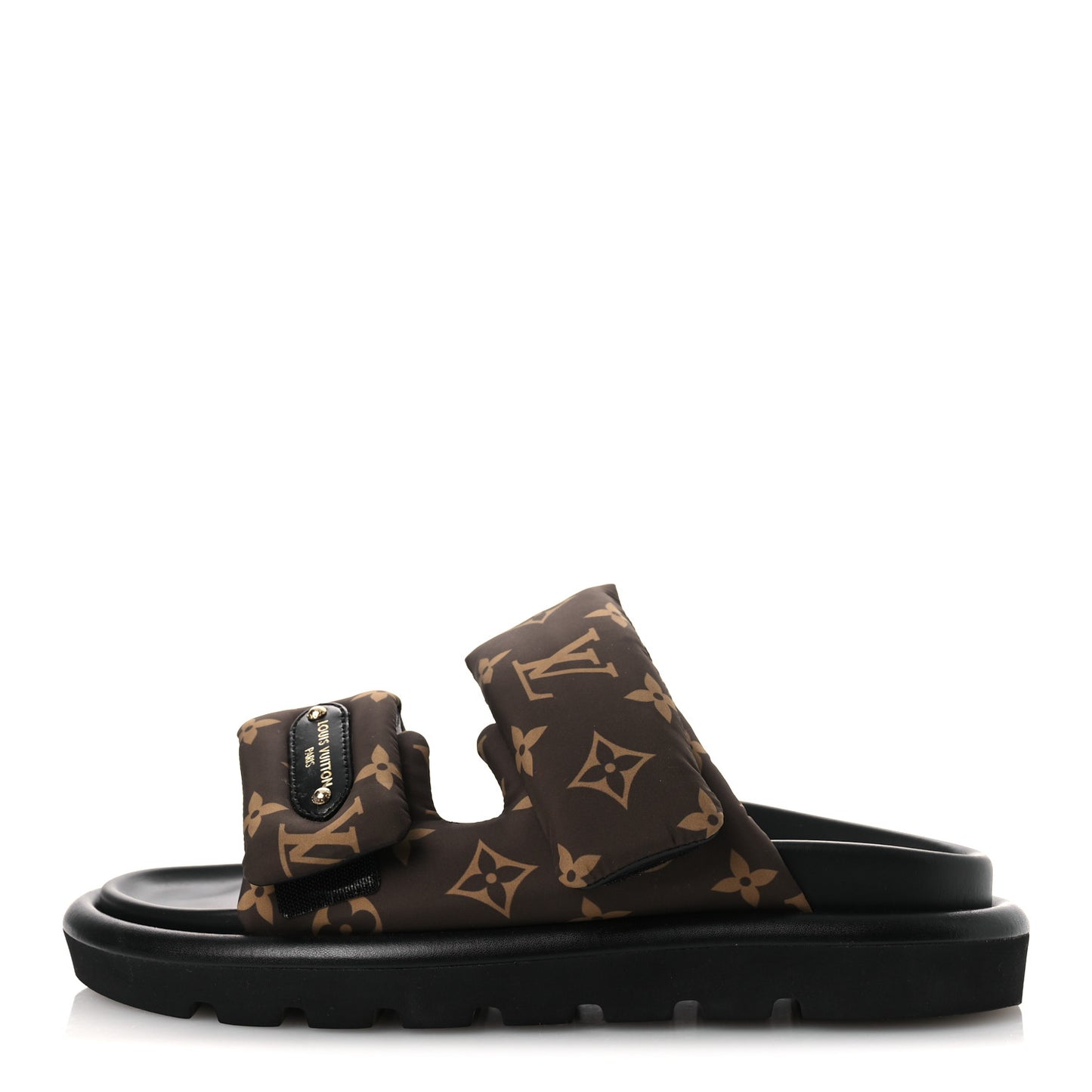 Nylon Monogram LV Pool Pillow Flat Comfort Mule 37 Cacao Brown 37 Cacao Brown