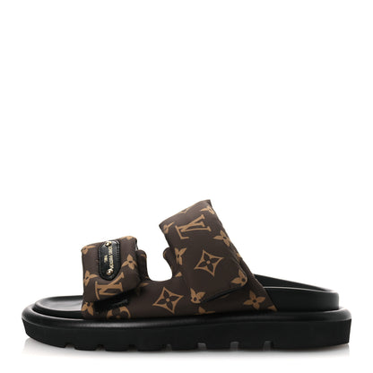 Louis Vuitton Nylon Monogram LV Pool Pillow Flat Comfort Mule 37 Cacao Brown 37 Cacao Brown 1 of 14