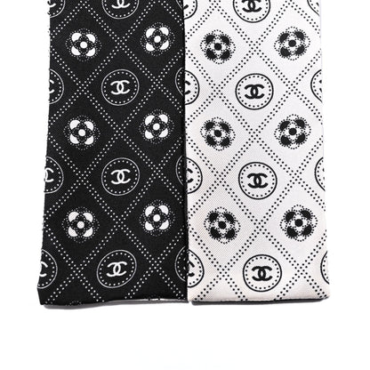 Chanel Silk CC Polka Dot Slim Bandeau Scarf Black Ecru 3 of 3