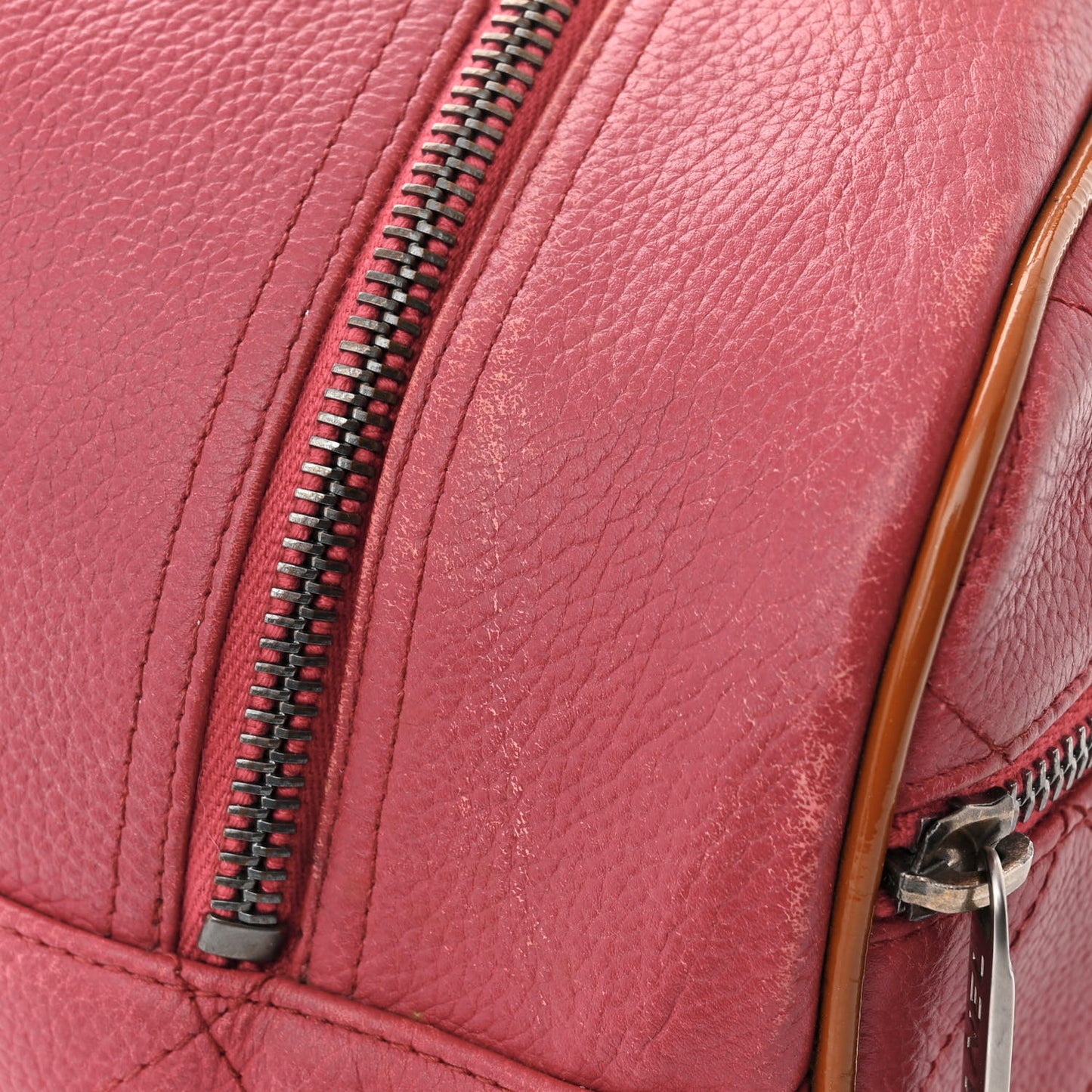 Caviar Patent Quilted Large Bowler Bag Red