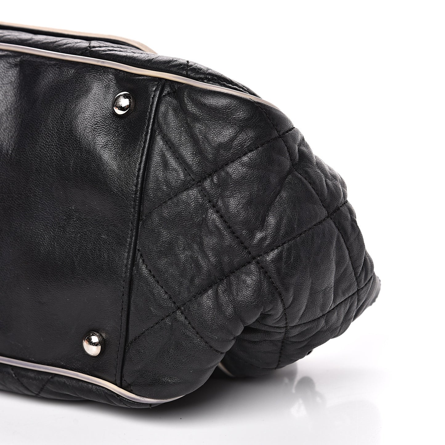 Lambskin Quilted East West Accordion Flap Black